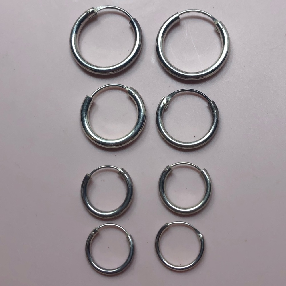 Sterling silver minimal hoop huggie earrings